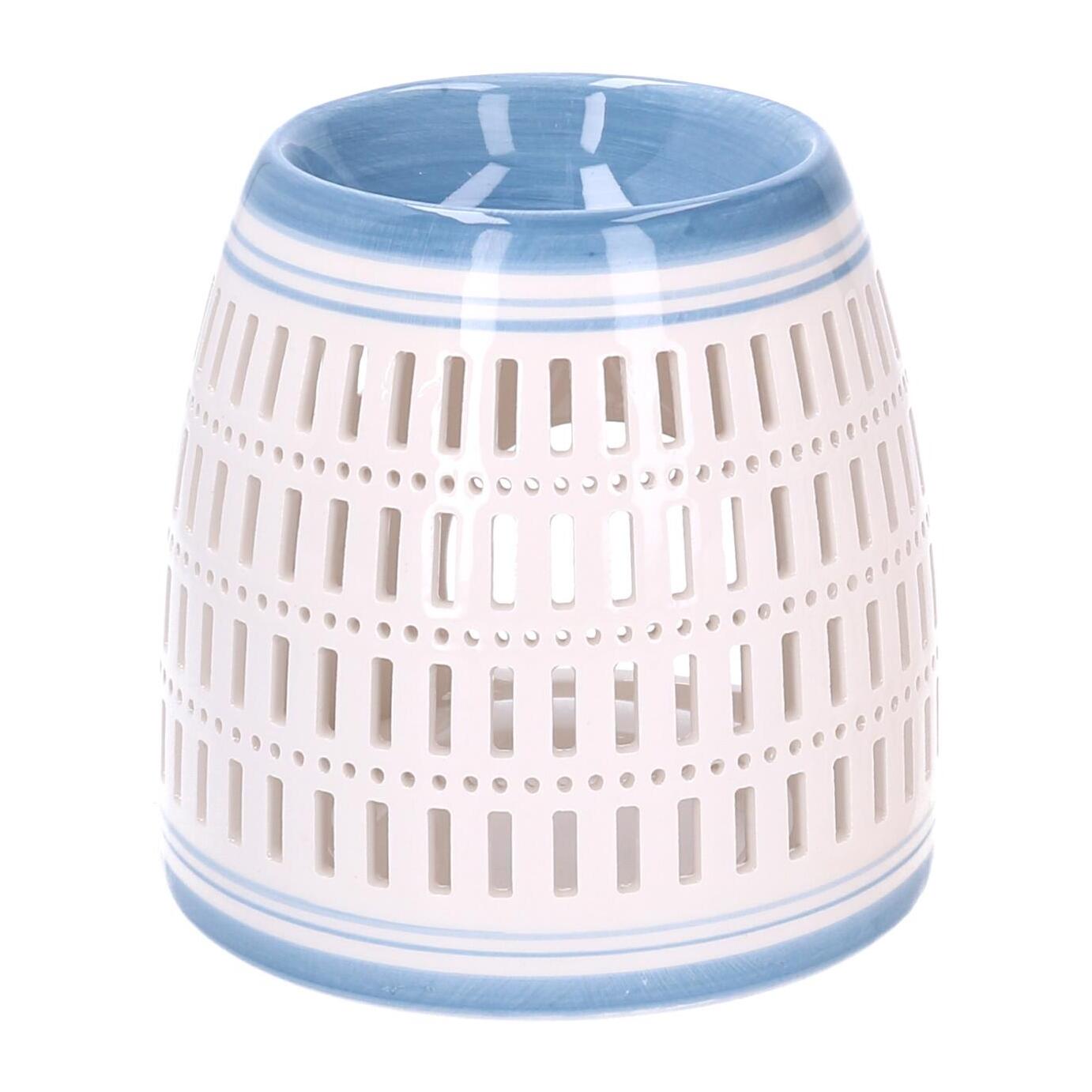 Bruciaessenze in ceramica blu tondo cmø12,6h12,6