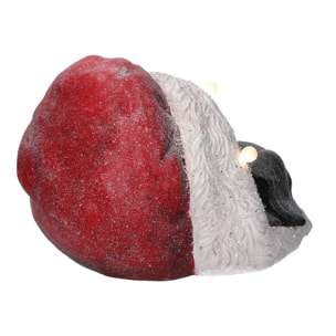 Cane in resina nero con gatto, cappello e led cm35x34h24,6