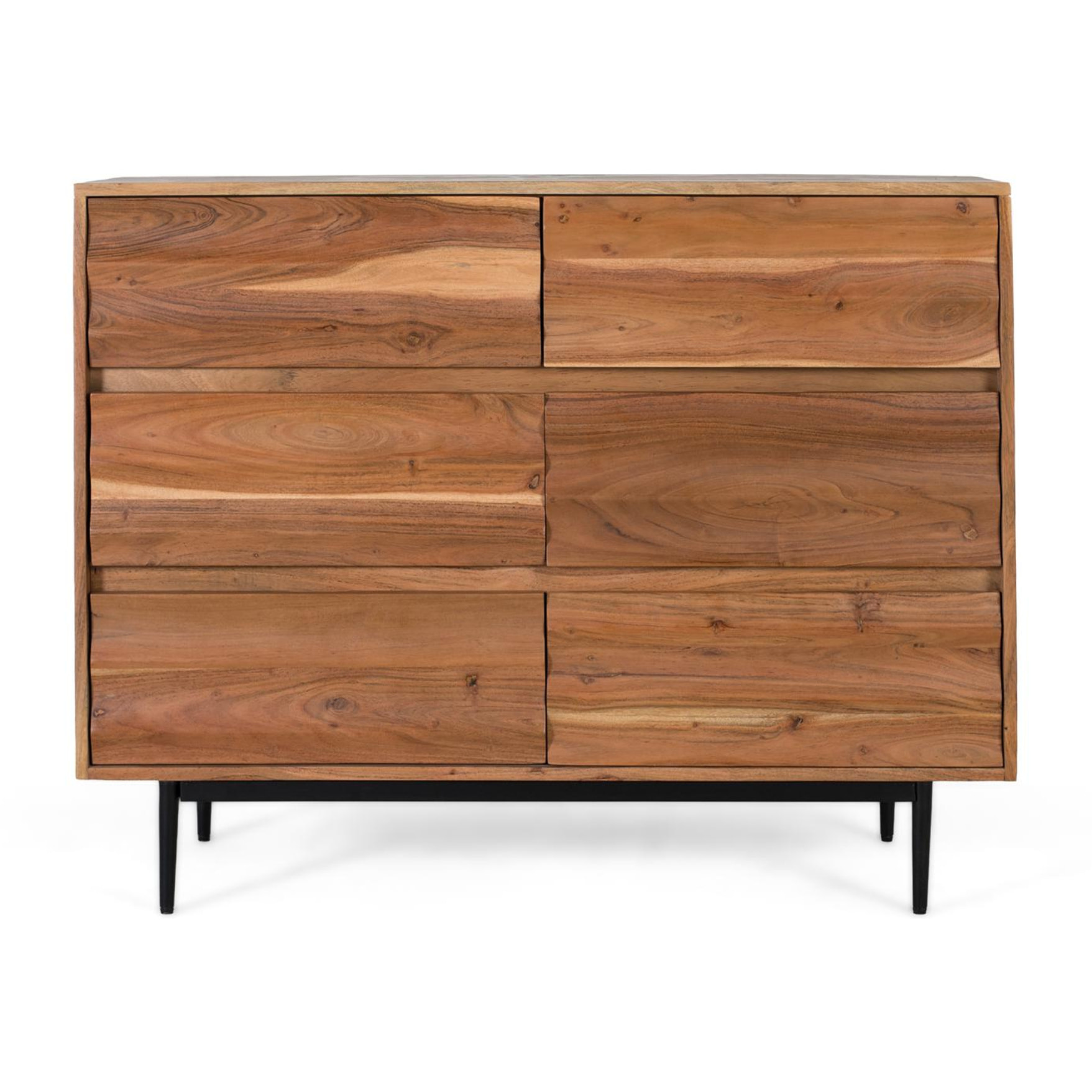 Cómoda de Madera de Acacia 110 Cm Estilo Rústico Moderno