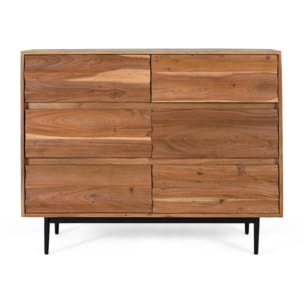 Cómoda de Madera de Acacia 110 Cm Estilo Rústico Moderno