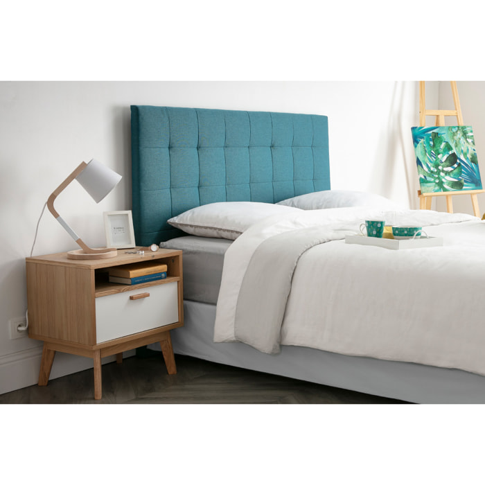 Tête de lit capitonnée en tissu bleu canard L160 cm HALCIONA