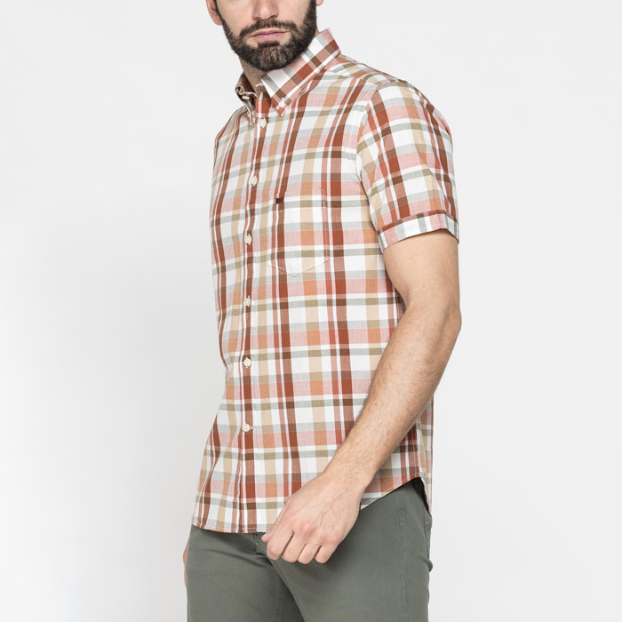 CAMICIA A MANICA CORTA IN COTONE CON FANTASIA