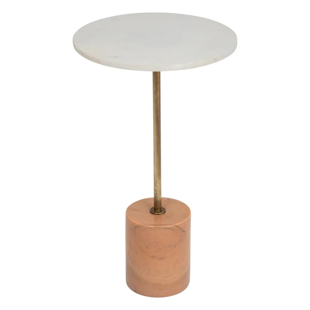 Table d'appoint "Ilian" - marbre et métal - blanc