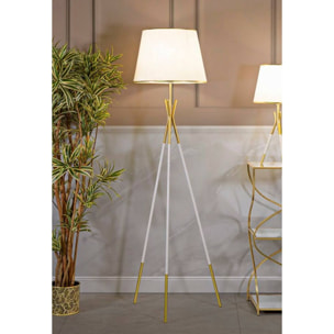 Lampada da terra Murales, Luce da terra, Lampada da pavimento, Lampada a stelo, 61x61 h154 cm, Bianco e Oro