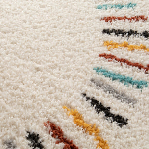 Tapis salon RADI 3 Beige 120x120 rond en polypropylène doux et soyeux