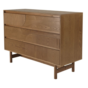 MARIO - Commode couleur naturelle 3 tiroirs décor motif arrondi