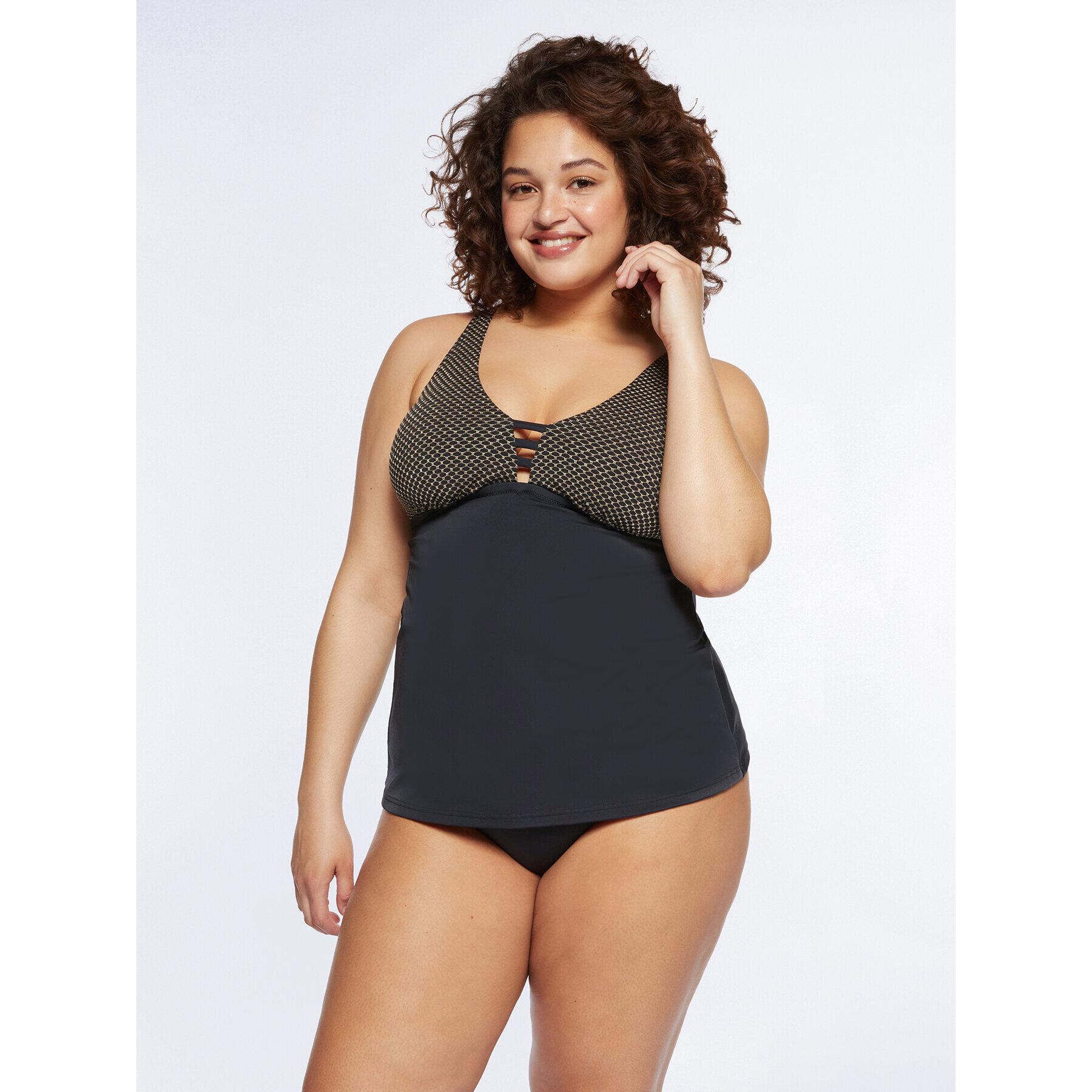 Fiorella Rubino - Top tankini con dettaglio lurex - Nero