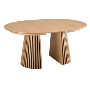 SYA - Table à manger ronde extensible L120/160/200 décor et chêne naturel