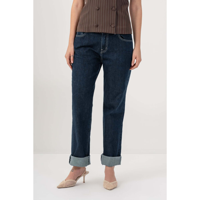 Kocca - Pantaloni in denim con risvolto Donna
