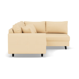 Rune - canapé d'angle droit 4 places en simili - Beige