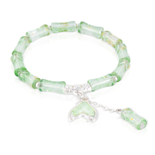 Set de 6 pulseras elásticas con cuentas de cristal y diseños amarillo, blanco, granate, morado, verde y rosa.