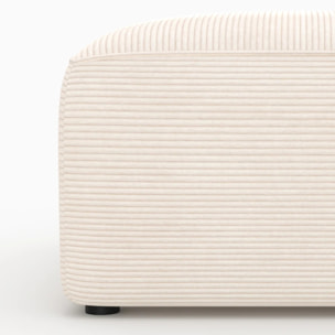 Pouf rectangulaire pour canapé modulable en velours blanc cassé - Mina