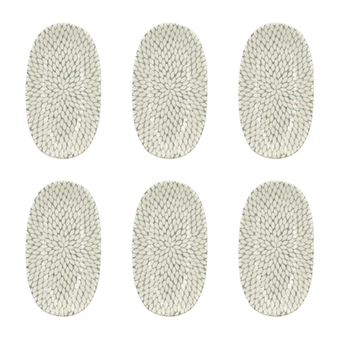 Lot de 6 assiettes ovales à motif en porcelaine 19cm JASMIN