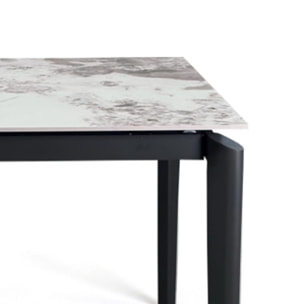 Table à manger extensible Tomasucci WIDE, en céramique, marbre onyx, gris, 160/220 × 90 × 77,5 cm