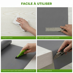 Rouleau adhésif décoratif Vinyle au Mètre - Gris fonce - Sticker Lavable Imperméable Mur Cuisine Meubles