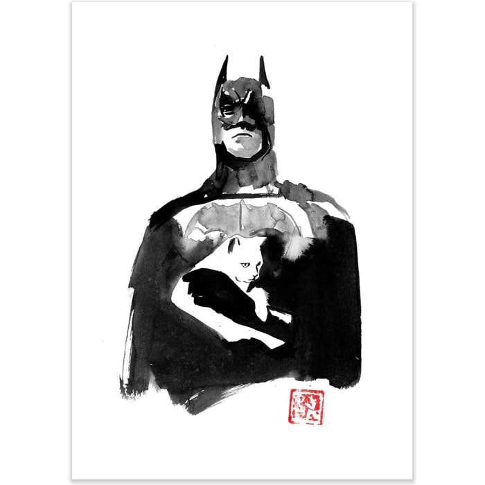 Affiche - Batman and cat - Pechane Sumie