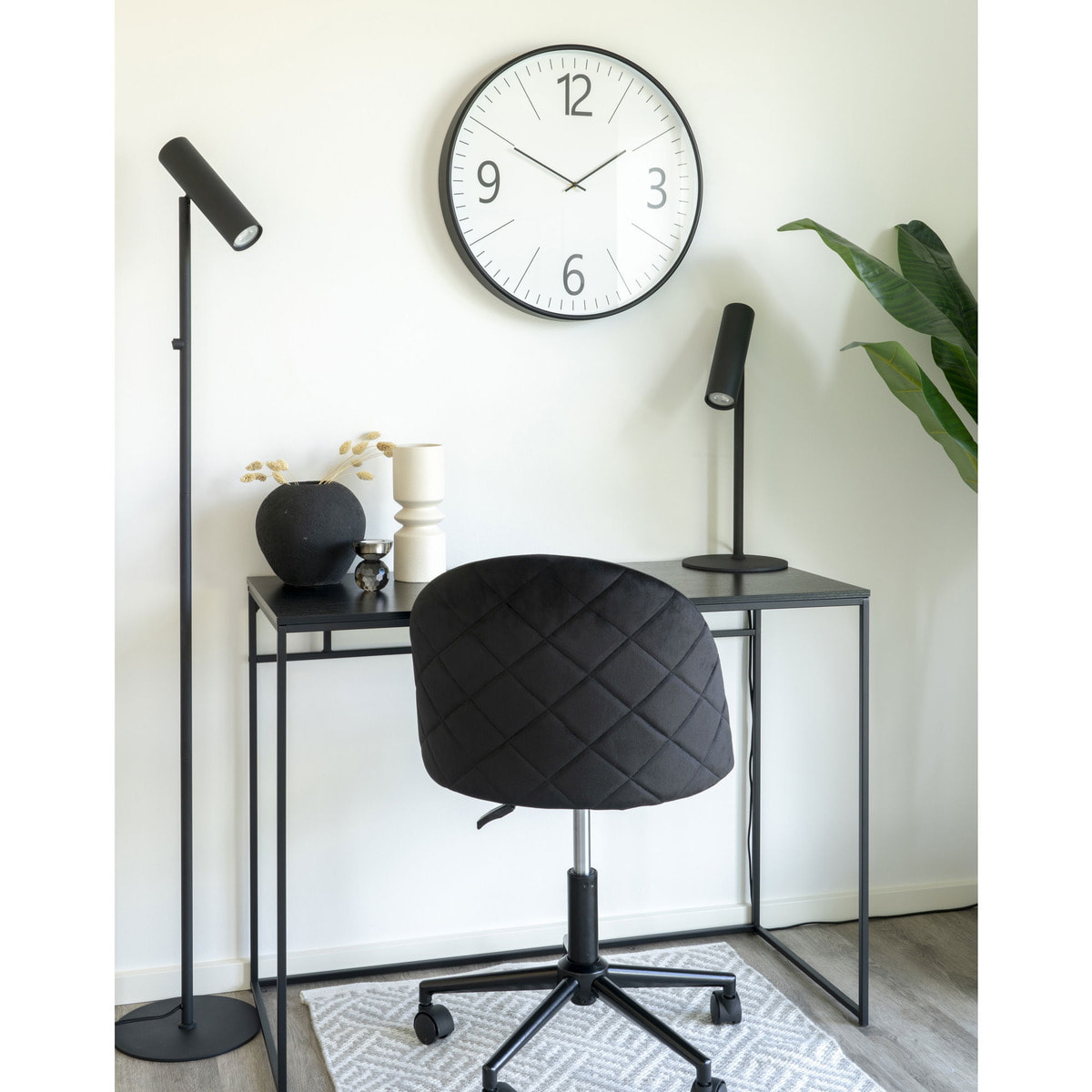 Orologio da parete Biel rotondo in vetro e plastica bianco e nero ø51 cm