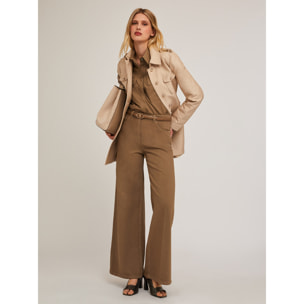 Motivi - Pantaloni wide in drill di cotone - Marrone