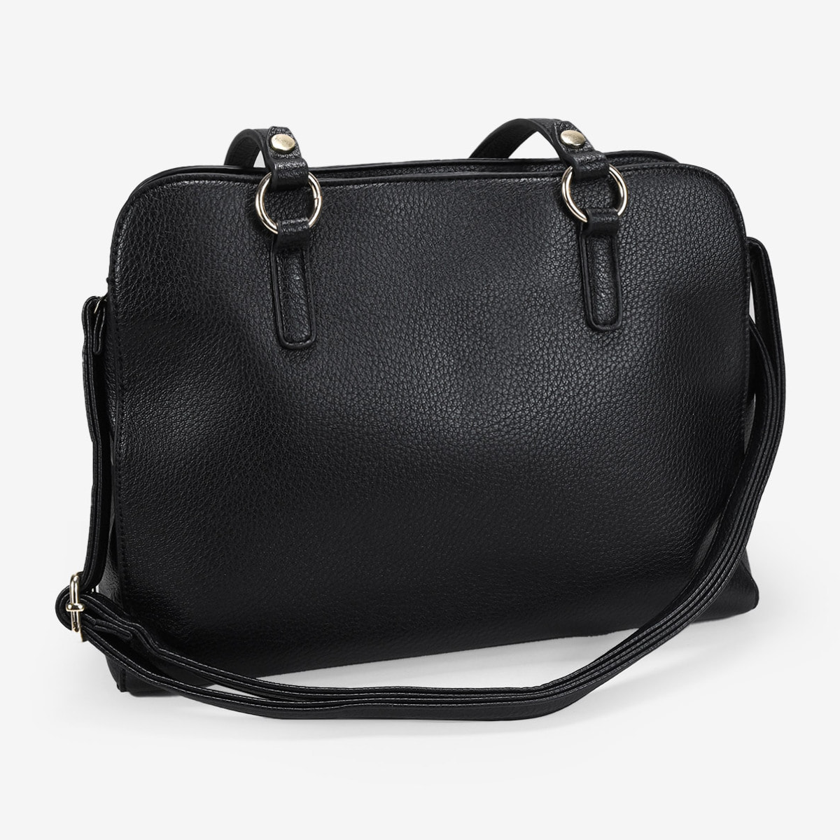 Bolso de hombro negro con hebillas y cremallera
