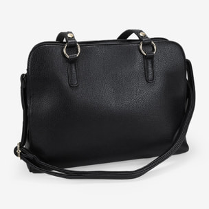 Bolso de hombro negro con hebillas y cremallera