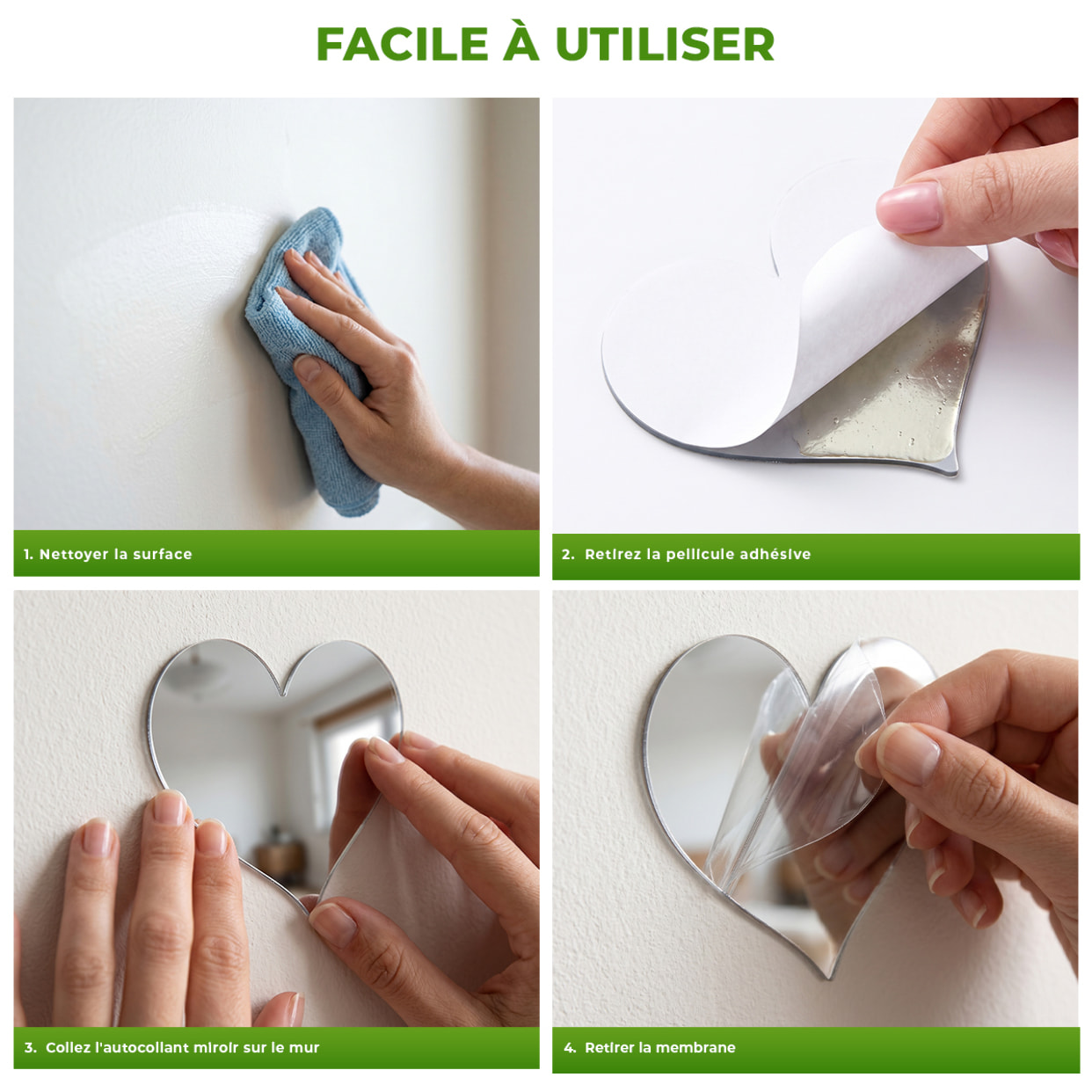 5 stickers miroirs cœurs