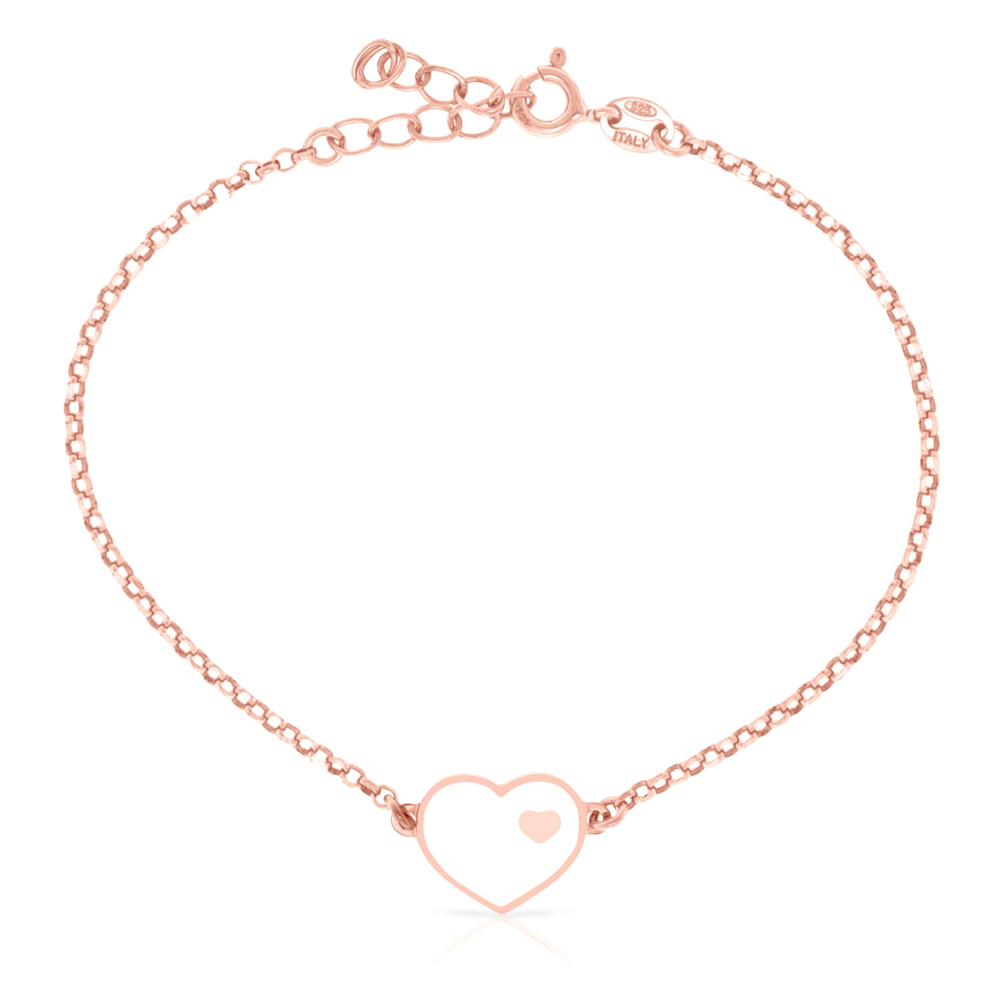 Pulsera de Plata de Ley 925 con forma exterior de corazón