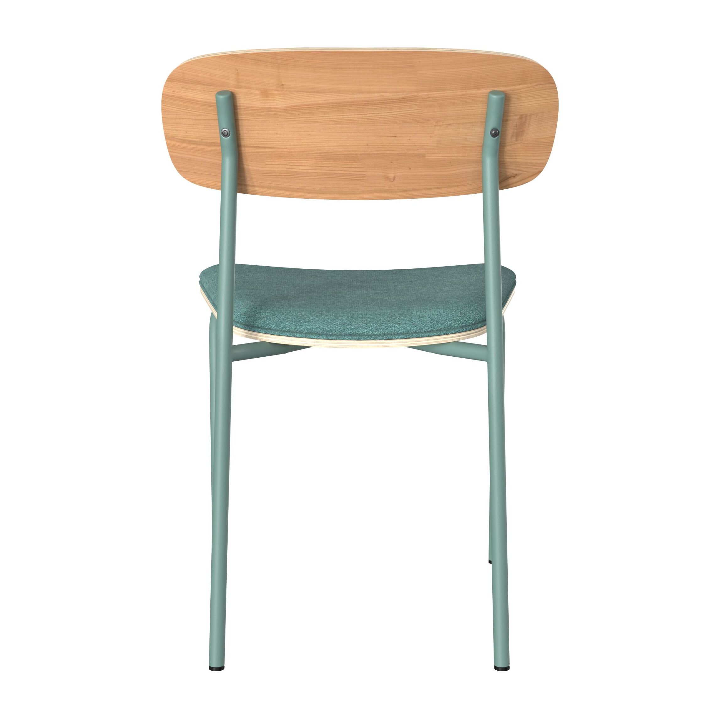 Lot de 2 chaises en bois clair et tissu bleu canard - Alba
