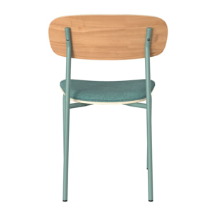 Lot de 2 chaises en bois clair et tissu bleu canard - Alba