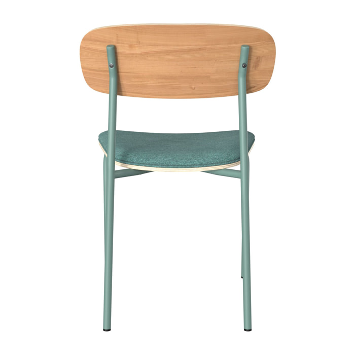 Lot de 2 chaises en bois clair et tissu bleu canard - Alba