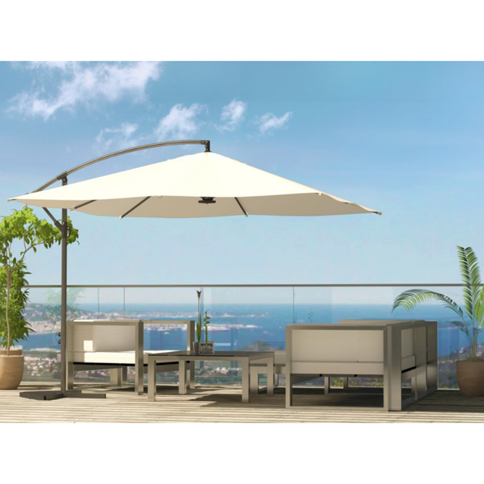 Parasol LED déporté carré 3x3m écru DAVAGNA