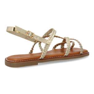 Sandalias planas de mujer, elegantes y comodas, diseño trenzado con cierre de hebilla ajustables