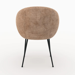 Chaise en velours chenillé marron glacé et métal noir - Bloomy