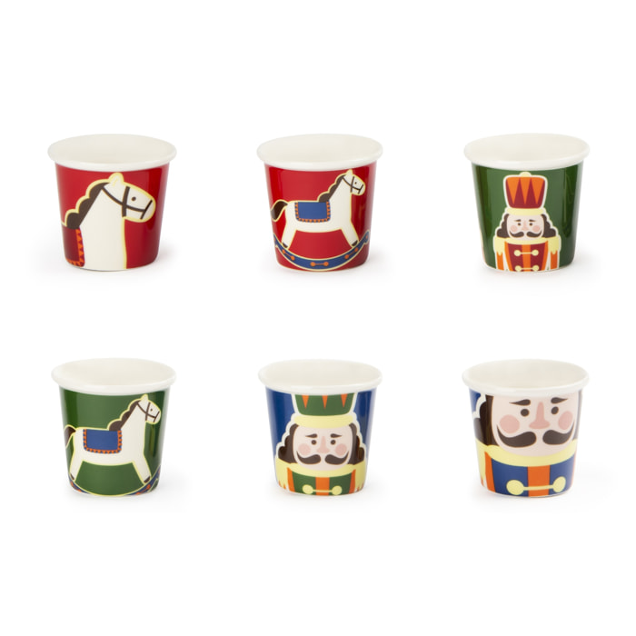Set 6 Bicchierini Caffè Excelsa - Vintage Christmas, New Bone China Multicolore