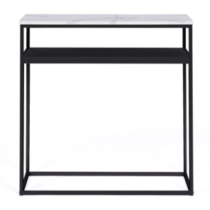 Console d'entrée Glam effet marbre et pieds noirs