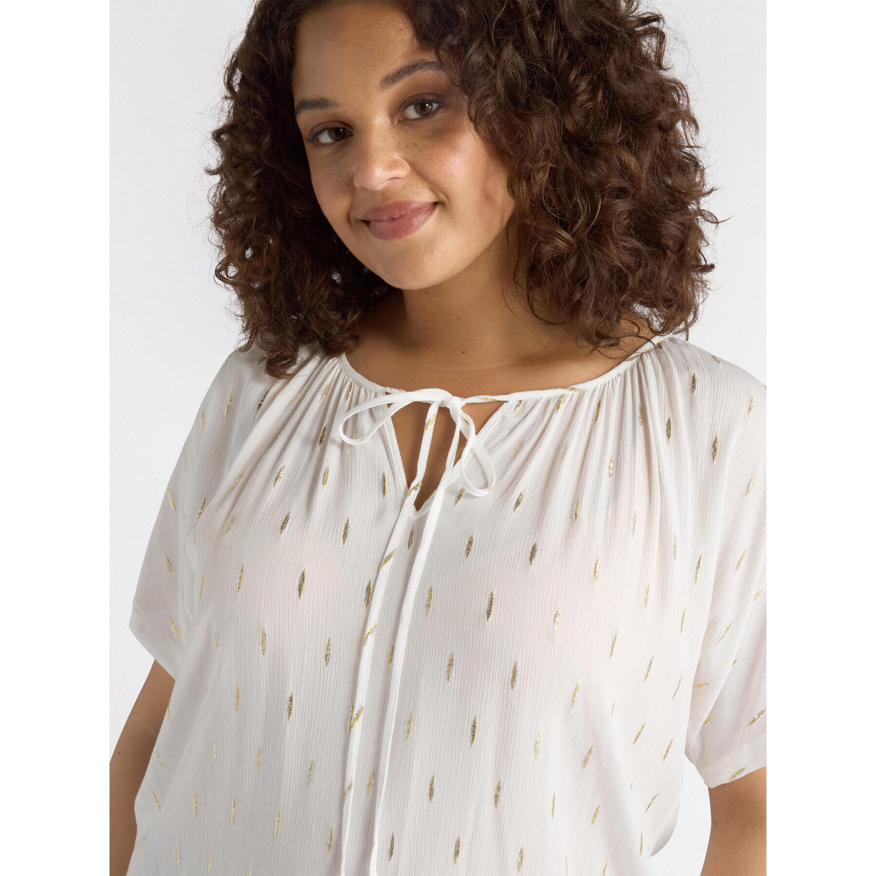 Fiorella Rubino - Blusa con cordones en tejido crepé - Blanco