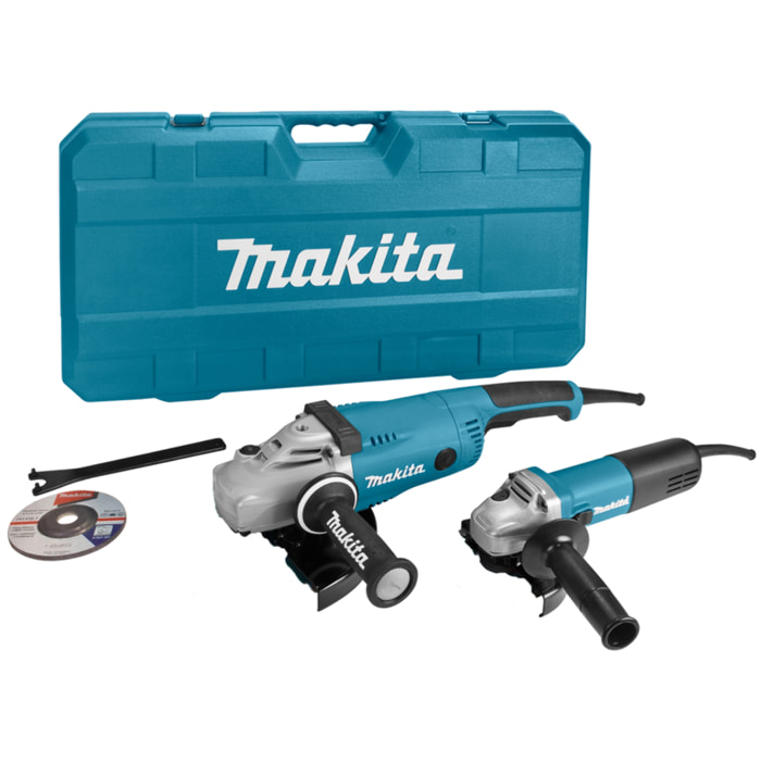 Juego de 2 máquinas MAKITA - Amoladora Ø 125 mm 840 W + Amoladora Ø 230 mm 2200 W - En caja - DK0053G