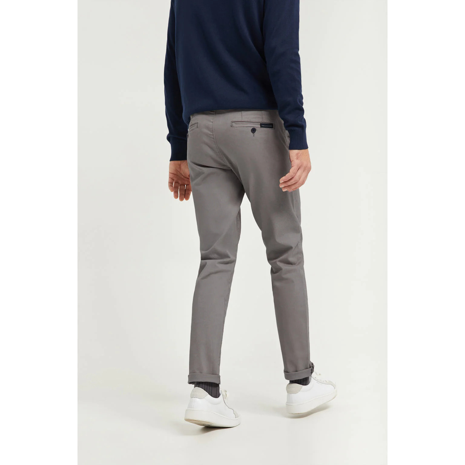 Pantaloni casual grigi in cotone elasticizzato con particolari Polo Club