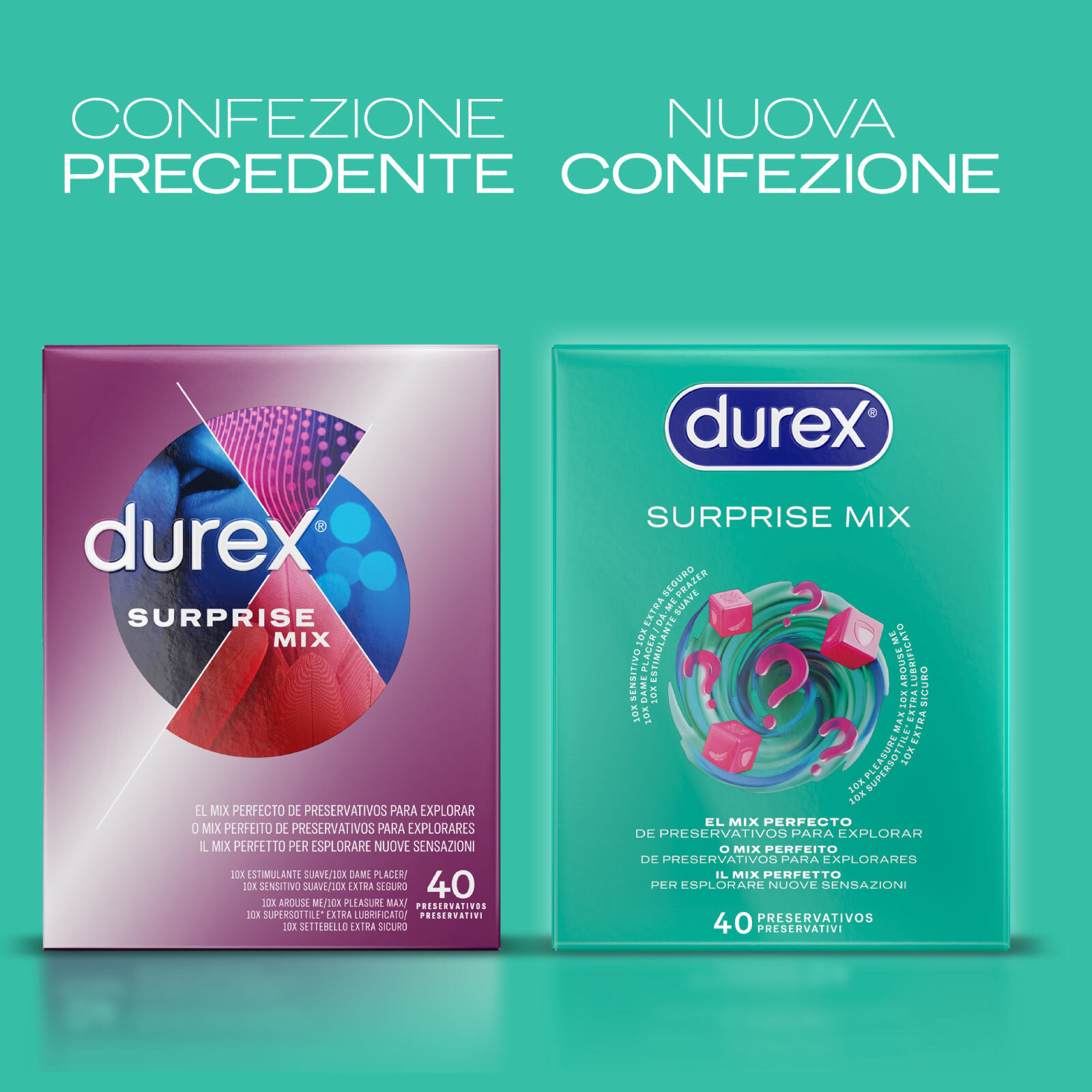 Durex Surprise Mix Preservativi Misti - Confezione da 40 Profilattici