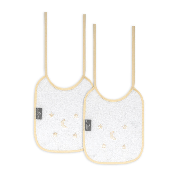 Pack 2 Baberos Don Algodon 20X25 Modelo Estrellas Luna Bco/Beig