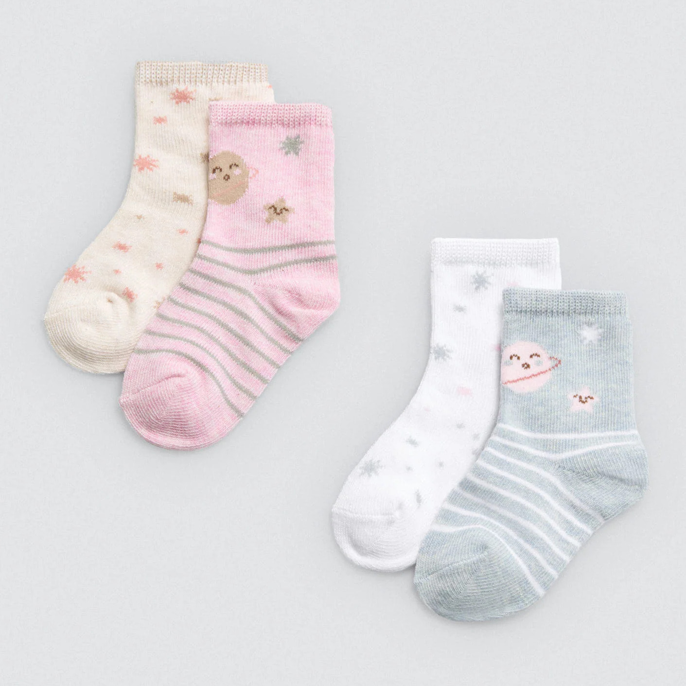 Confezione da 4 calzini per neonato stampati Universe