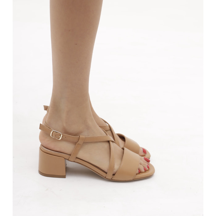 SANDALO FASCIA E INCROCIO CUOIO