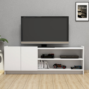 Mesa tv con compartimentos y cajones ,100% tablero de aglomerado rechapado en melamina, color blanco