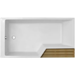 Baignoire bain douche antidérapante Neo, blanc mat 170 x 90, gauche