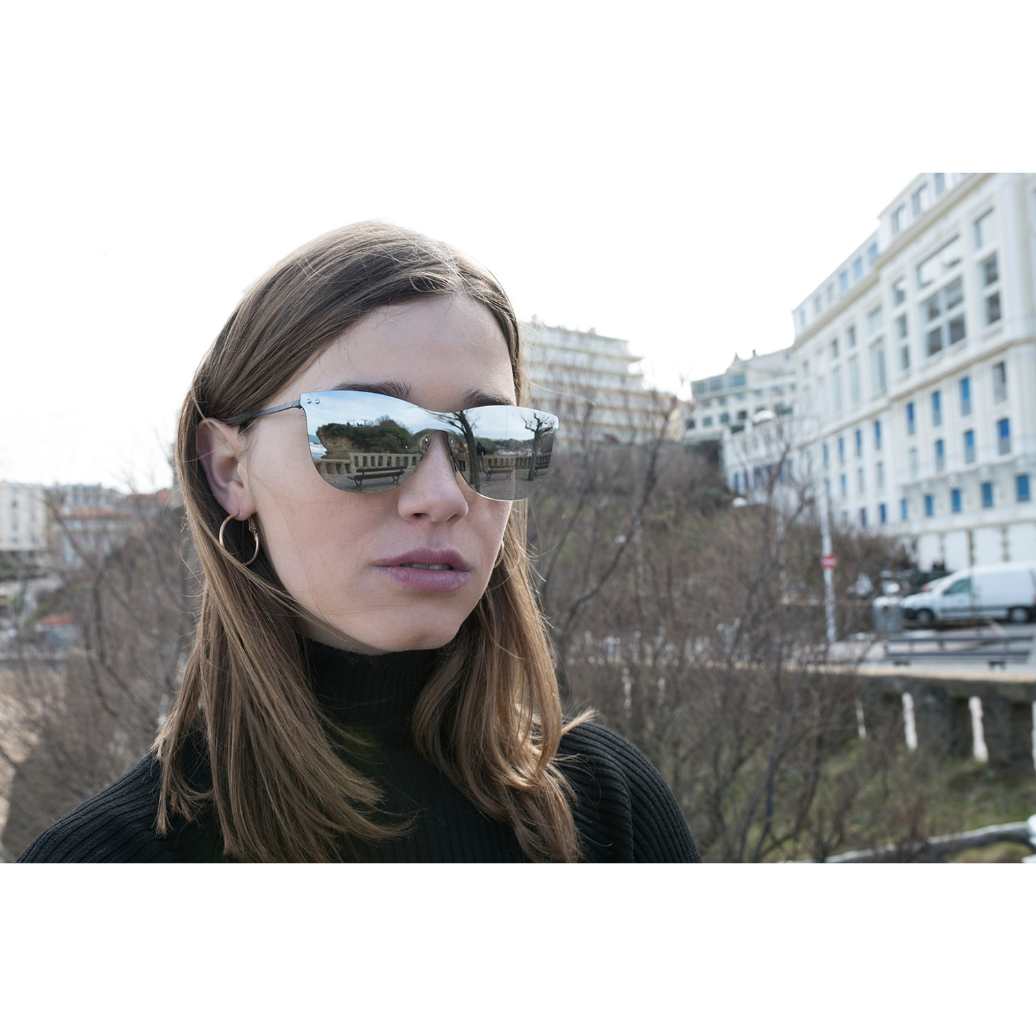 Gafas de sol OCEAN GENOVA - Revo plano espacial plateado con patillas metálicas doradas