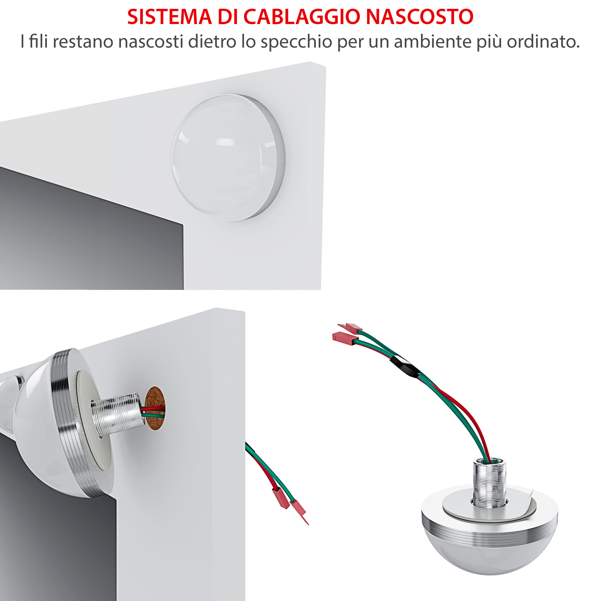 Toeletta Tavolino Da Trucco Tavolo Con 9 Luci LED Con Luminosità Regolabile 2 Cassetti 3 Scomparti A Giorno Specchio Make Up 40x80x140 Cm Bianco