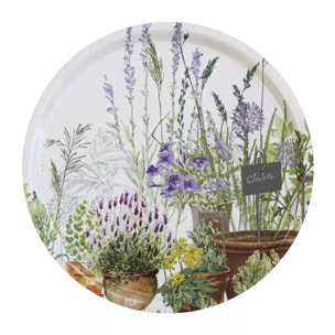 Plateau bois imprimé vert violet Jardin aromatique provence
