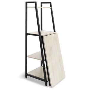 Bimyo - Scrivania pieghevole con libreria salvaspazio 50x41xH128 cm in stile industrial bleach