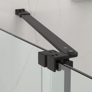 X-MOTION 140x200cm Paroi en verre coulissante Crystal Glass® 8 mm anticalcaire, avec bras et profilés Gun métal (SATBWIXM140GM)