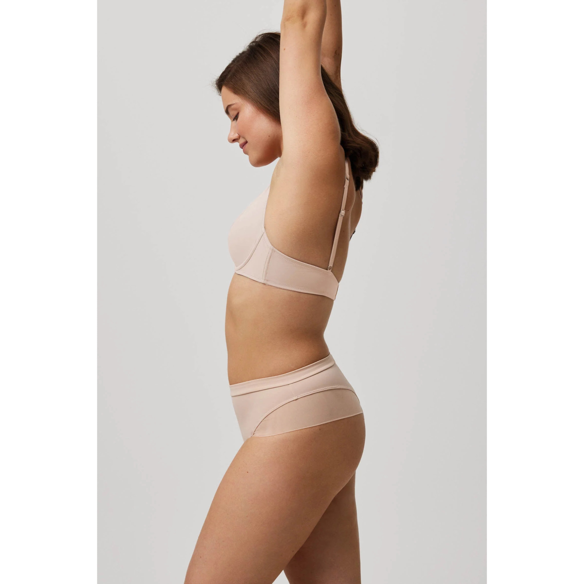 Perizoma a vita alta in microfibra beige