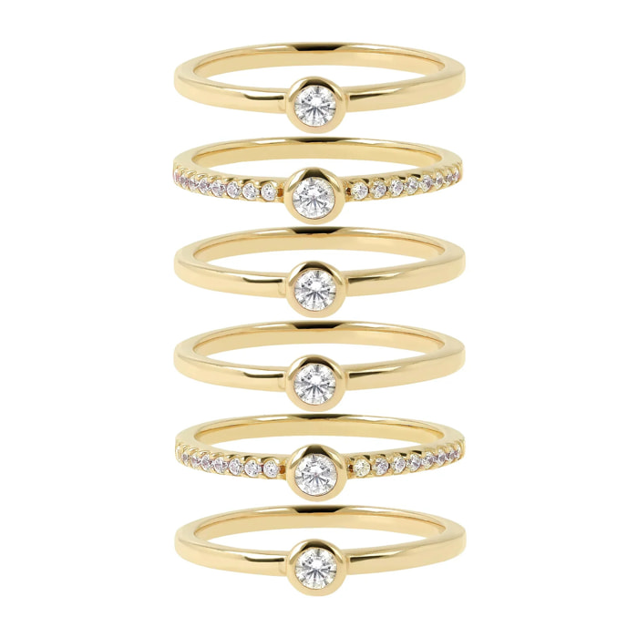 Set di Anelli Solitari Golden con Cubic Zirconia